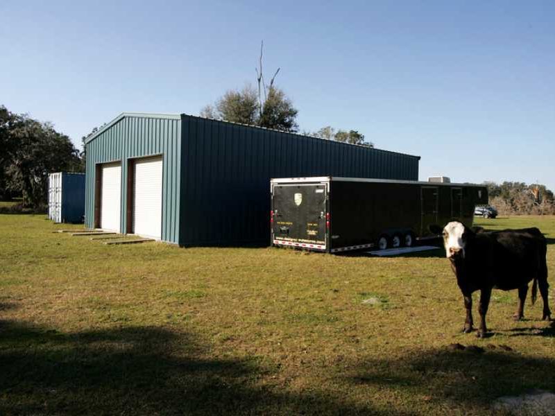 30x50 Blue Agricultural Storage Steel Building located in Clearmont, Florida