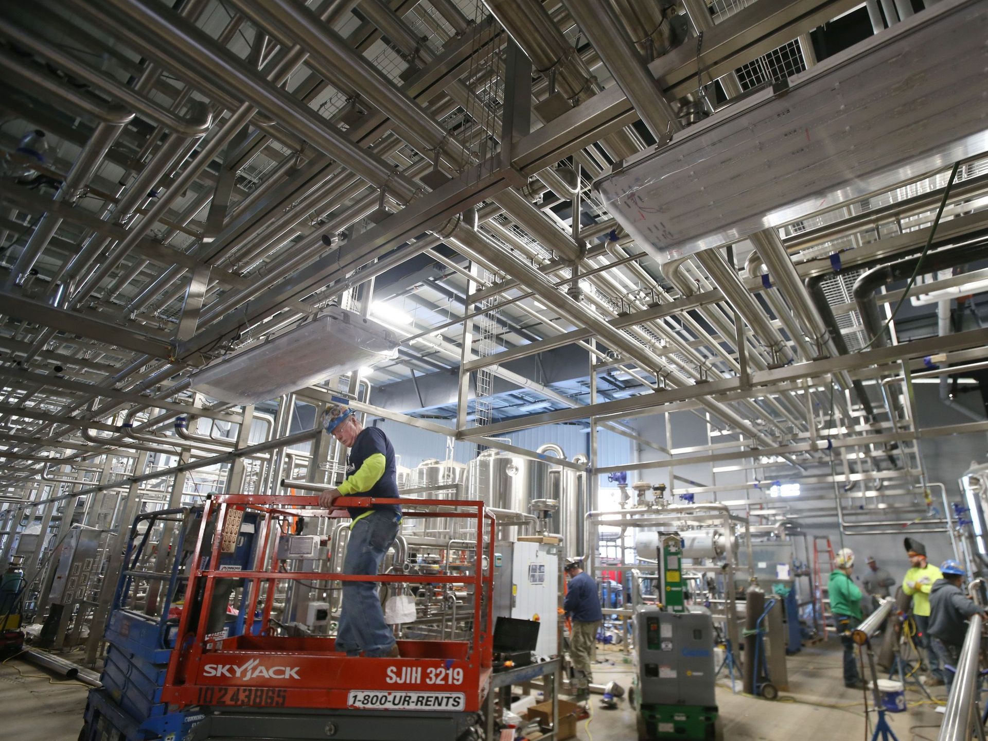 Allied Spirit Buildings employees on breweries construction site