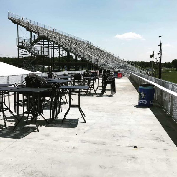 Watkins Glen Racetrack silver seating rows and bleachers